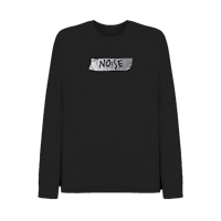 a black long - sleeve t - shirt with the word'noise'on it
